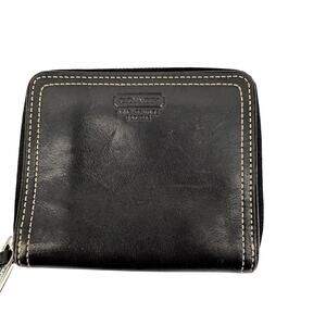 Coach Black Leather Zip Around Compact Wallet Bifold Coin Pocket
Vintage